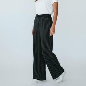 DKNY Striped High Waist Wide Leg Pants NWT Women's Sz 14 Black White Corporate